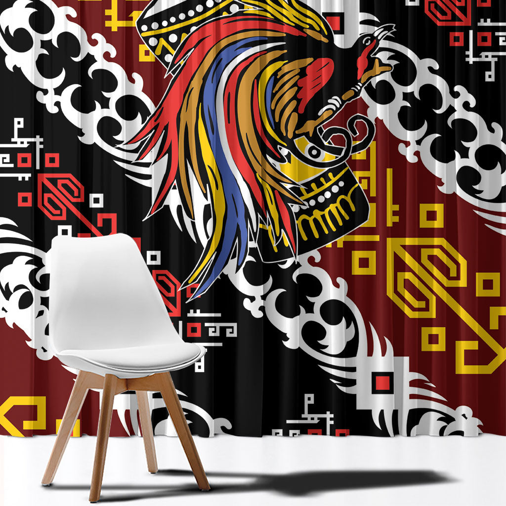 Papua New Guinea Bird Drum Window Curtain Papuan Batik Motif