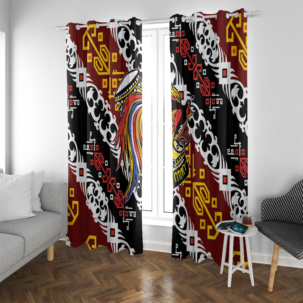 Papua New Guinea Bird Drum Window Curtain Papuan Batik Motif