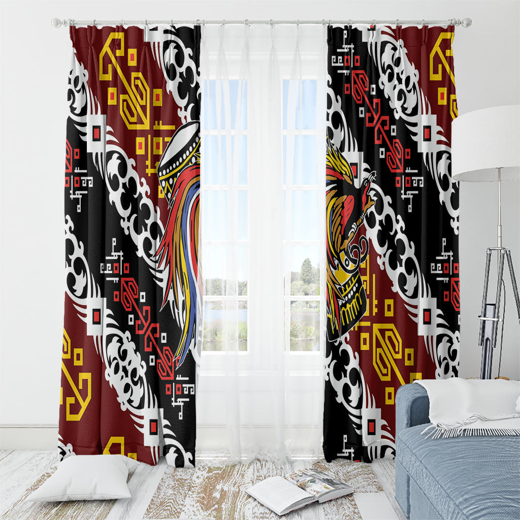 Papua New Guinea Bird Drum Window Curtain Papuan Batik Motif