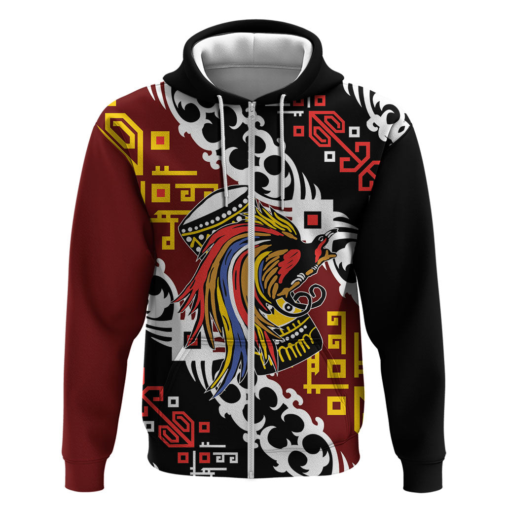 Personalised Papua New Guinea Bird Drum Zip Hoodie Papuan Batik Motif LT9 Zip Hoodie Black - Polynesian Pride