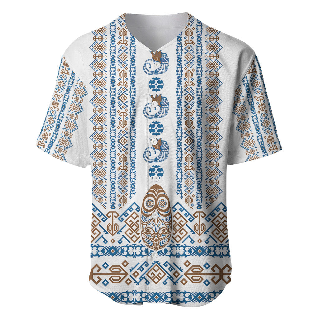 Personalised Papua New Guinea Bird Ethnic Baseball Jersey Papuan Batik Inspired Pattern LT9 White - Polynesian Pride