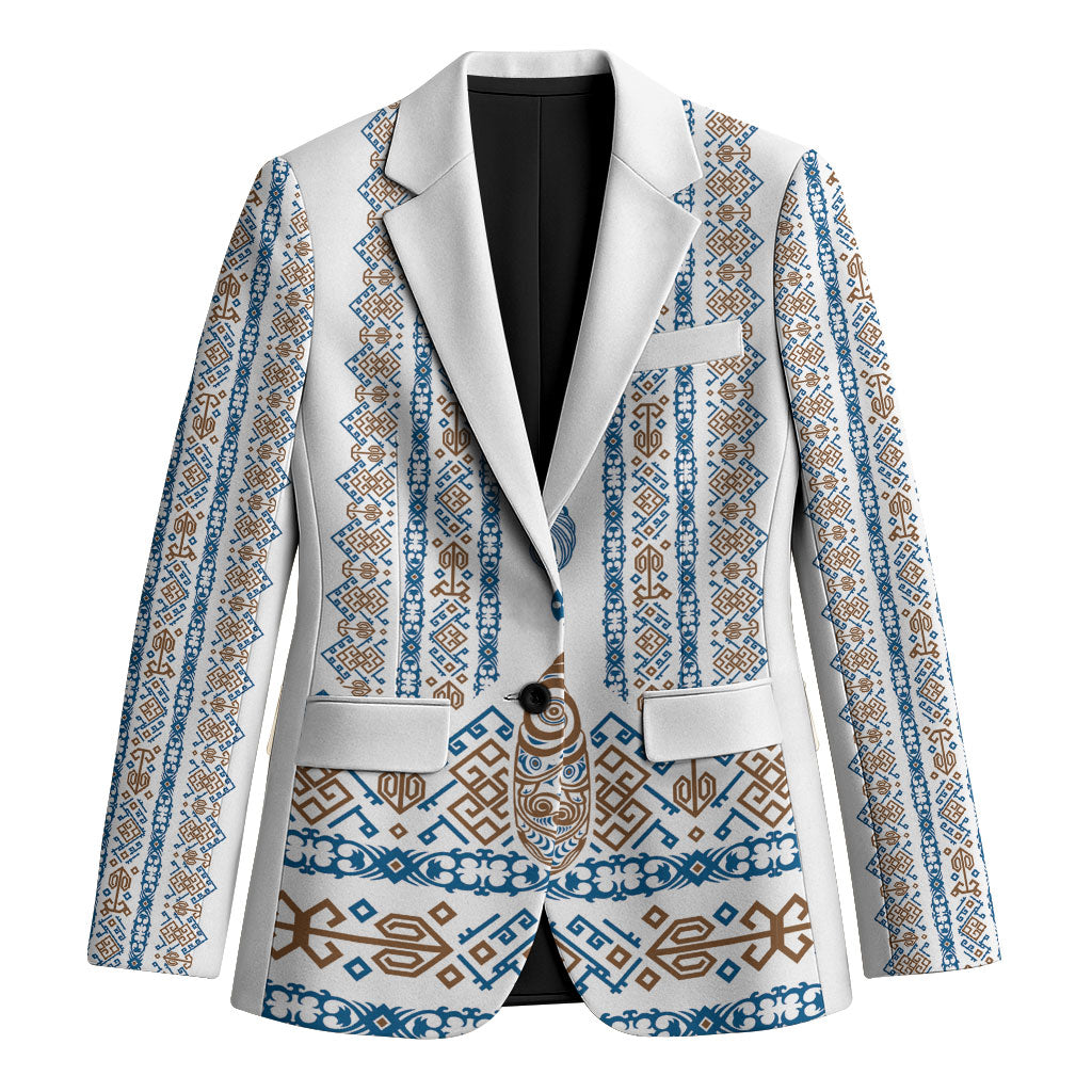 Personalised Papua New Guinea Bird Ethnic Blazer Papuan Batik Inspired Pattern LT9 Unisex White - Polynesian Pride