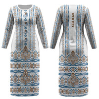 Personalised Papua New Guinea Bird Ethnic Couples Matching Long Sleeve Bodycon Dress and Long Sleeve Button Shirt Papuan Batik Inspired Pattern