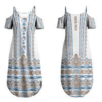 Personalised Papua New Guinea Bird Ethnic Couples Matching Summer Maxi Dress and Long Sleeve Button Shirt Papuan Batik Inspired Pattern