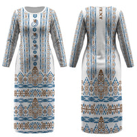Personalised Papua New Guinea Bird Ethnic Family Matching Long Sleeve Bodycon Dress and Hawaiian Shirt Papuan Batik Inspired Pattern