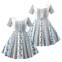 Personalised Papua New Guinea Bird Ethnic Family Matching Off Shoulder Short Dress and Hawaiian Shirt Papuan Batik Inspired Pattern