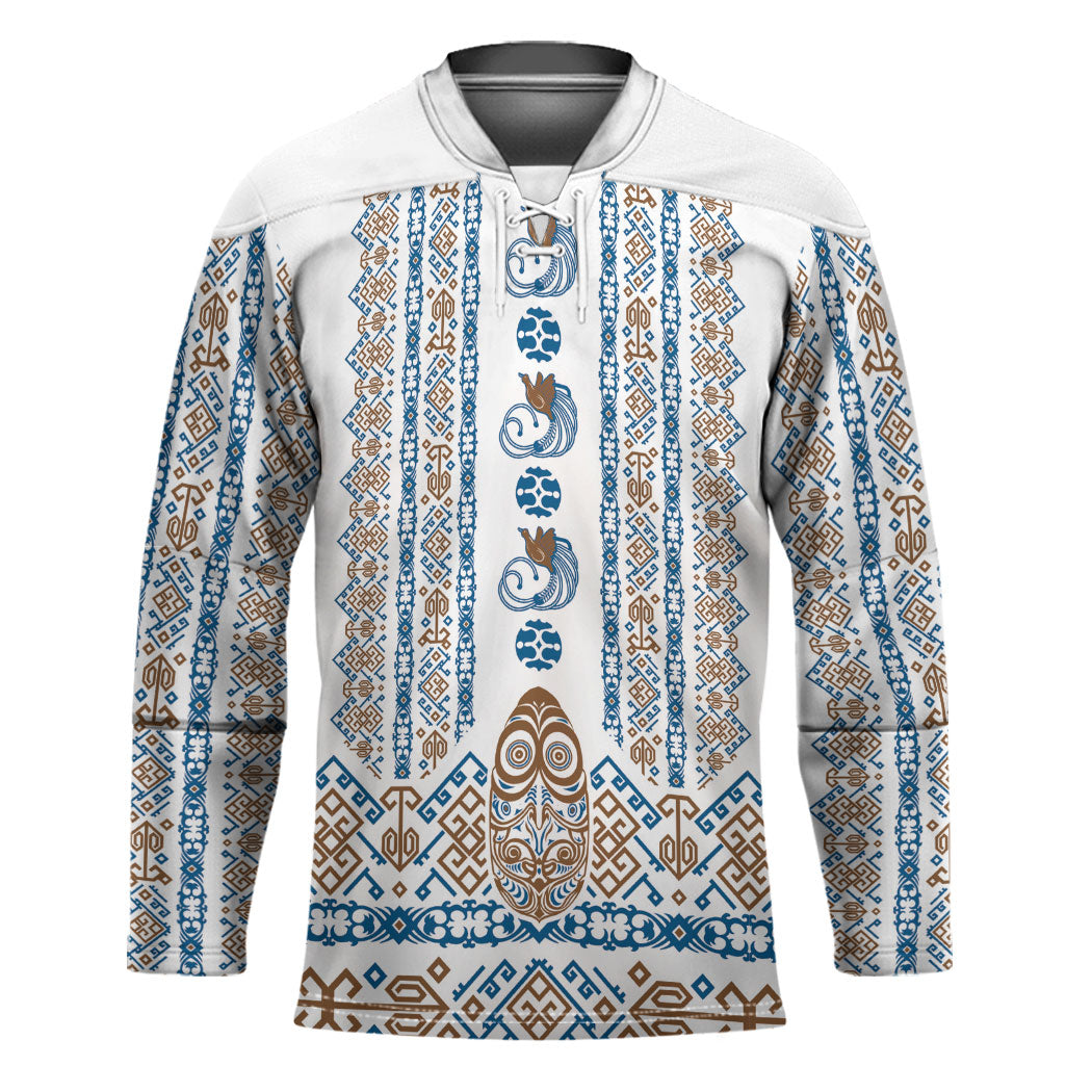 Personalised Papua New Guinea Bird Ethnic Hockey Jersey Papuan Batik Inspired Pattern LT9 Unisex White - Polynesian Pride