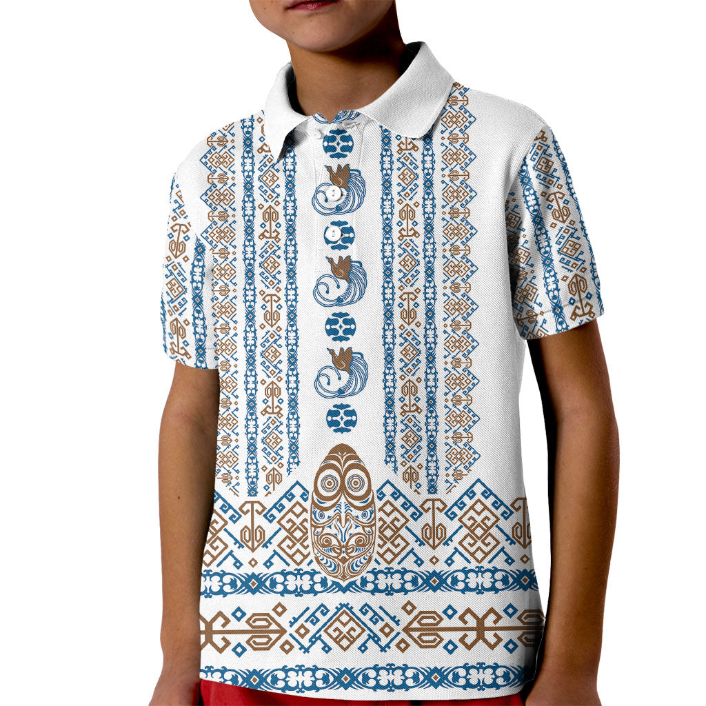 Personalised Papua New Guinea Bird Ethnic Kid Polo Shirt Papuan Batik Inspired Pattern