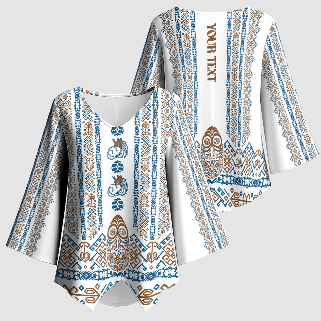 Personalised Papua New Guinea Bird Ethnic Kimono Sleeve Blouse Papuan Batik Inspired Pattern