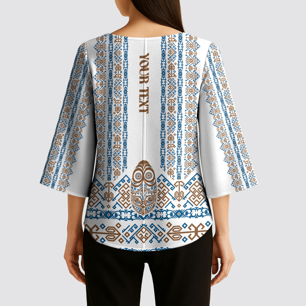 Personalised Papua New Guinea Bird Ethnic Kimono Sleeve Blouse Papuan Batik Inspired Pattern