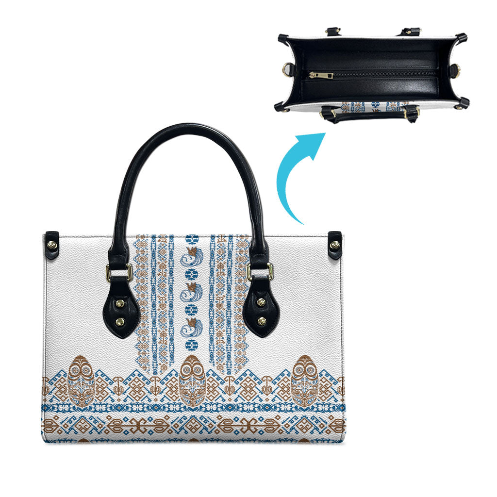 Papua New Guinea Bird Ethnic Leather Bag Papuan Batik Inspired Pattern