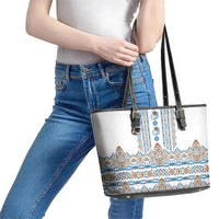Papua New Guinea Bird Ethnic Leather Tote Bag Papuan Batik Inspired Pattern