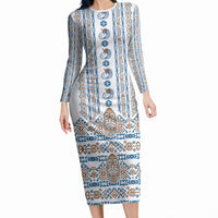Personalised Papua New Guinea Bird Ethnic Long Sleeve Bodycon Dress Papuan Batik Inspired Pattern