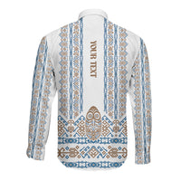 Personalised Papua New Guinea Bird Ethnic Long Sleeve Button Shirt Papuan Batik Inspired Pattern