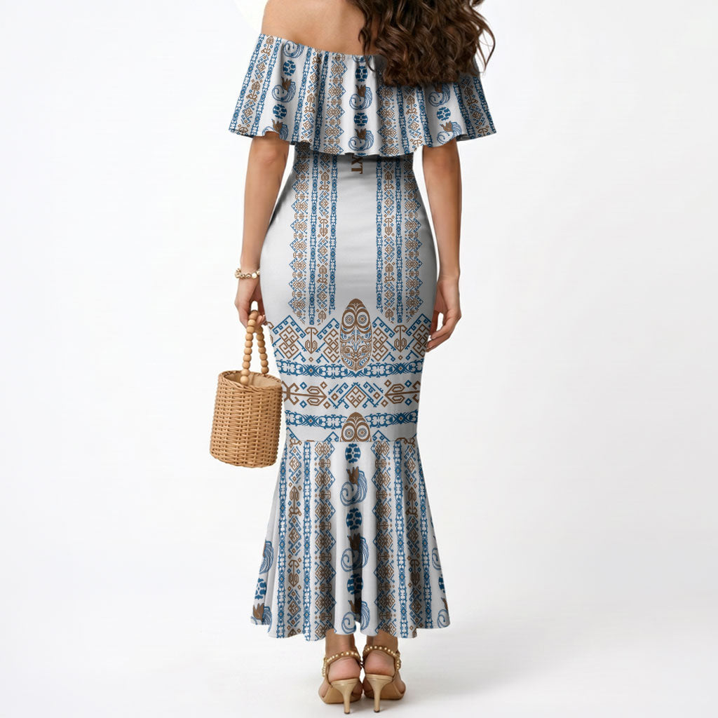 Personalised Papua New Guinea Bird Ethnic Mermaid Dress Papuan Batik Inspired Pattern