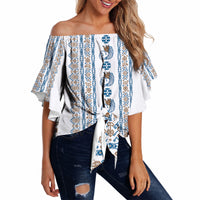 Personalised Papua New Guinea Bird Ethnic Off Shoulder Wrap Waist Top Papuan Batik Inspired Pattern LT9 - Polynesian Pride