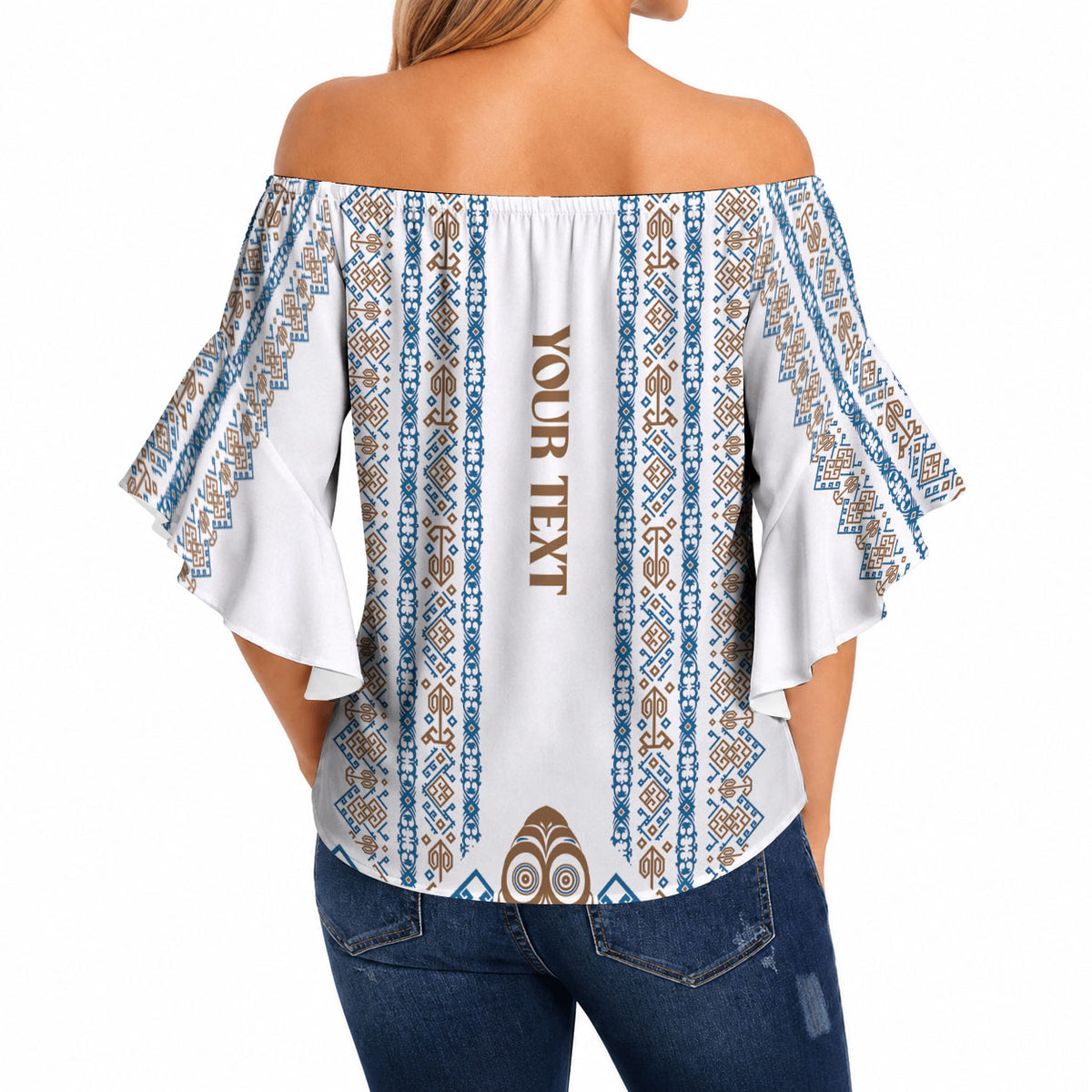 Personalised Papua New Guinea Bird Ethnic Off Shoulder Wrap Waist Top Papuan Batik Inspired Pattern LT9 - Polynesian Pride