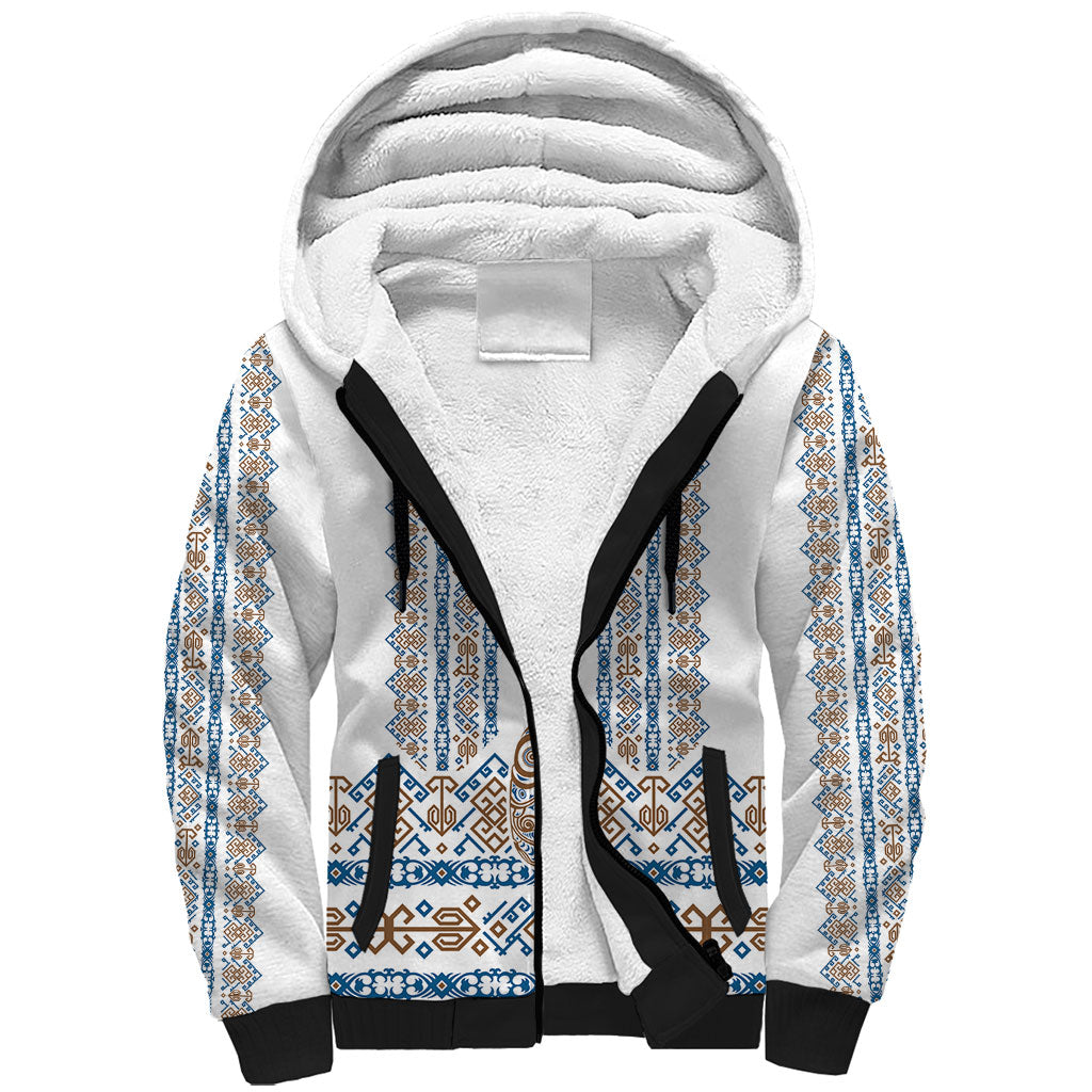 Personalised Papua New Guinea Bird Ethnic Sherpa Hoodie Papuan Batik Inspired Pattern