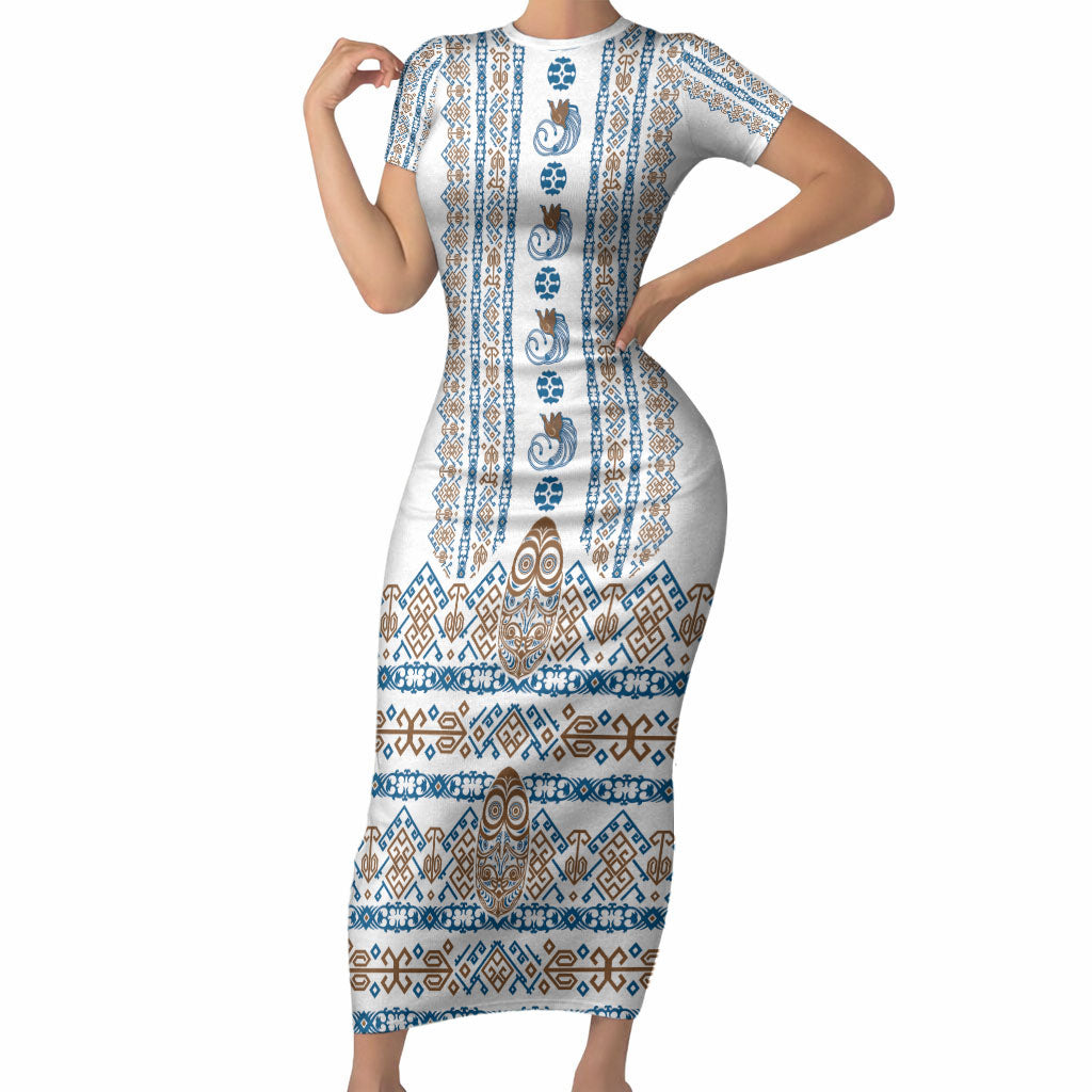 Personalised Papua New Guinea Bird Ethnic Short Sleeve Bodycon Dress Papuan Batik Inspired Pattern