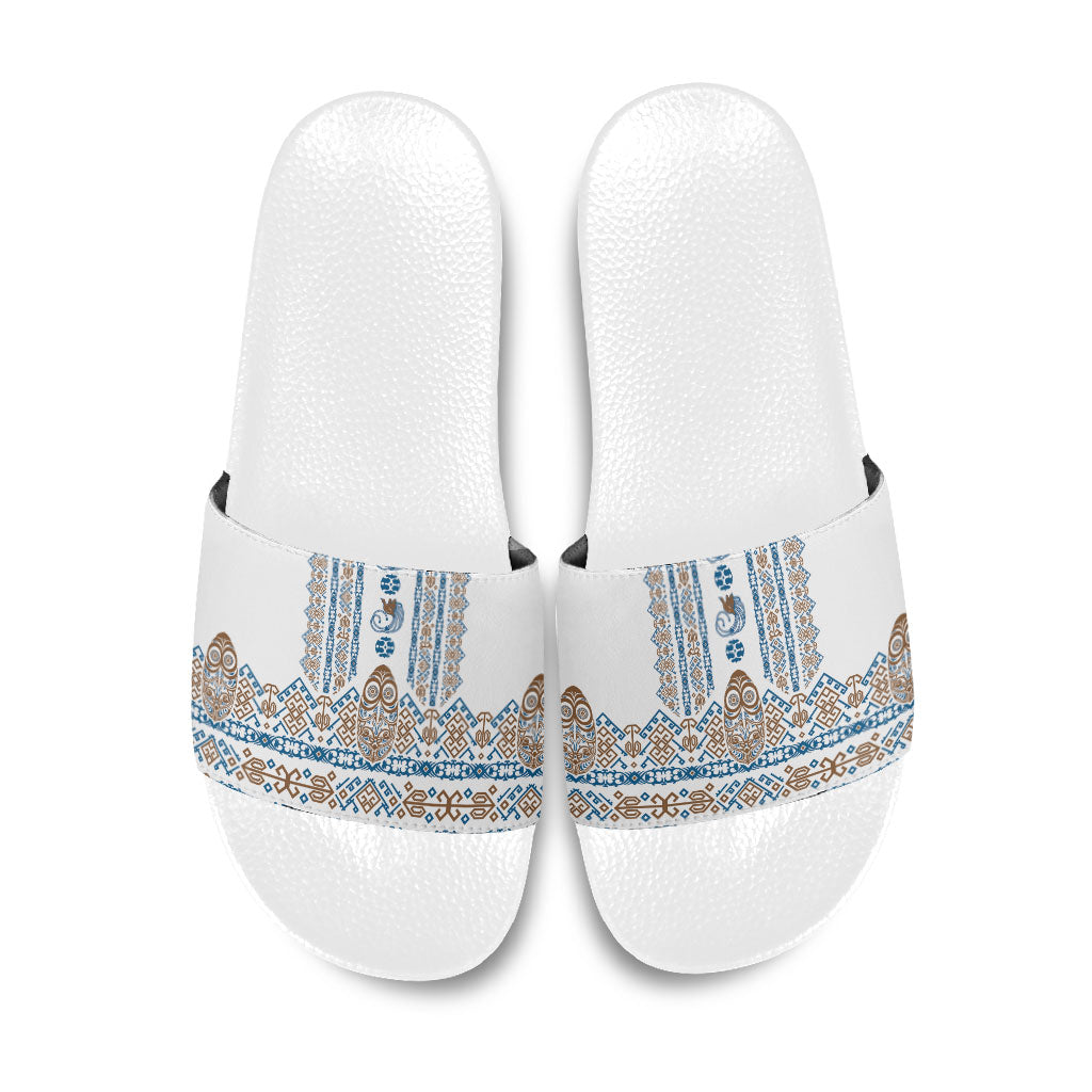 Papua New Guinea Bird Ethnic Slide Sandals Papuan Batik Inspired Pattern