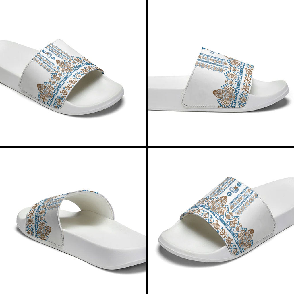 Papua New Guinea Bird Ethnic Slide Sandals Papuan Batik Inspired Pattern