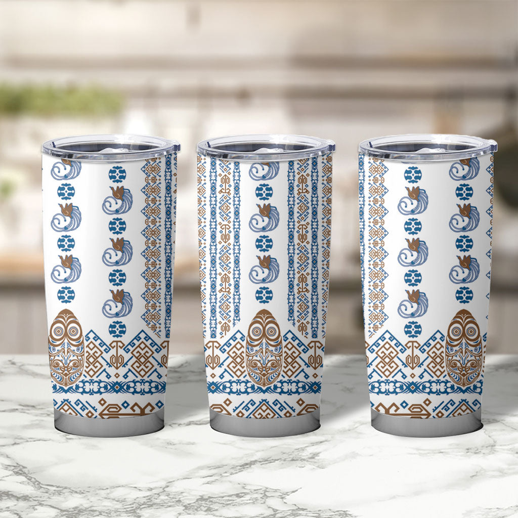 Papua New Guinea Bird Ethnic Tumbler Cup Papuan Batik Inspired Pattern