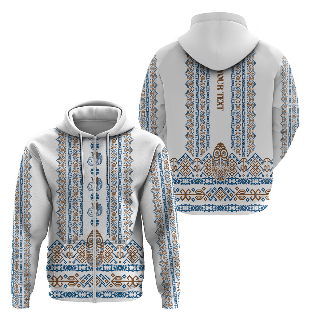 Personalised Papua New Guinea Bird Ethnic Zip Hoodie Papuan Batik Inspired Pattern
