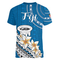Bula Fiji Women V Neck T Shirt Kava Bowl Tapa Tribal LT9 - Polynesian Pride