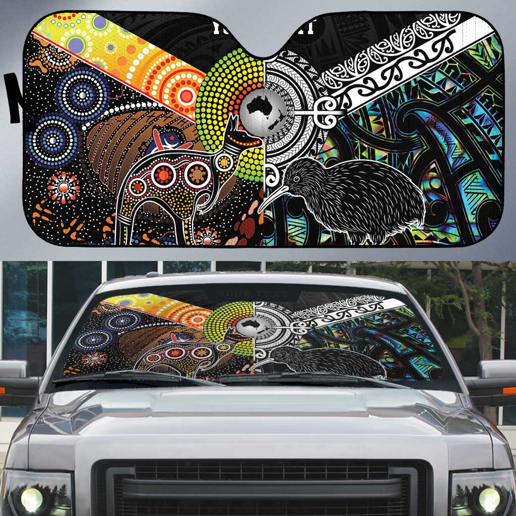 Australia New Zealand Personalised Auto Sun Shade Maori Aboriginal Art Style - Polynesian Pride