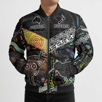 Australia New Zealand Personalised Bomber Puffer Jacket Maori Aboriginal Art Style - Polynesian Pride