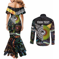 Personalised New Zealand and Australia Couples Matching Mermaid Dress and Long Sleeve Button Shirt Maori Mix Aboriginal Art Style LT9 - Polynesian Pride