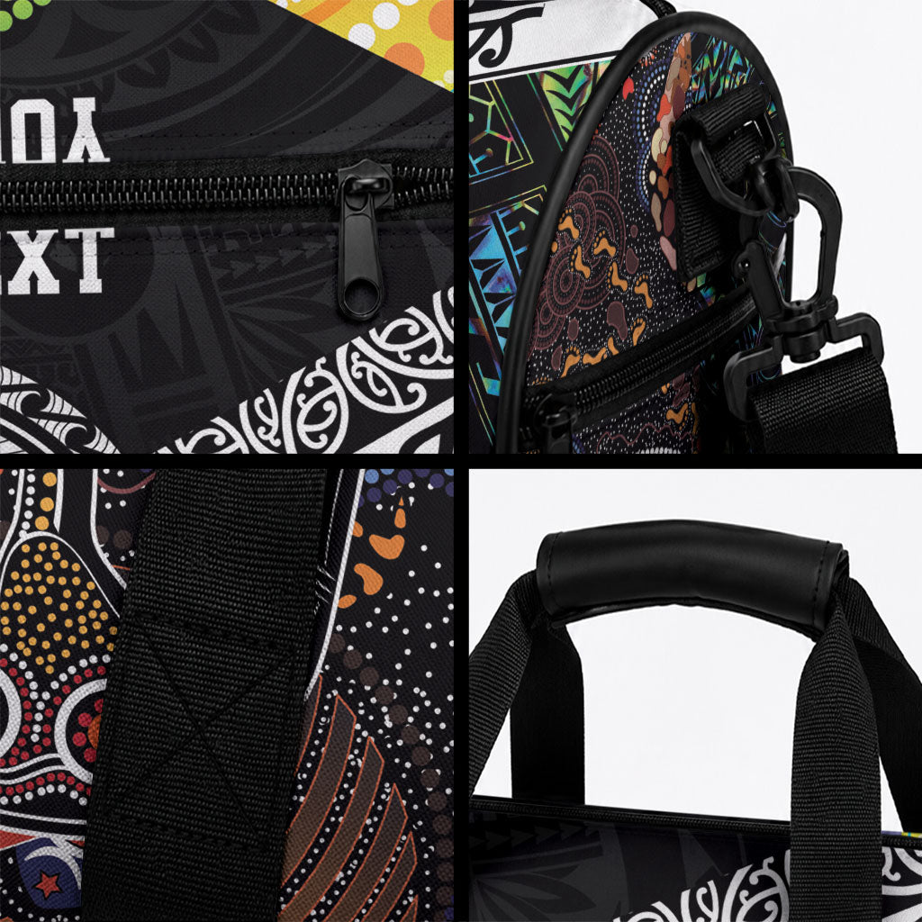 Personalised New Zealand and Australia Duffle Bag Maori Mix Aboriginal Art Style LT9 - Polynesian Pride