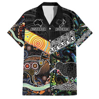 Personalised New Zealand and Australia Family Matching Long Sleeve Bodycon Dress and Hawaiian Shirt Maori Mix Aboriginal Art Style LT9 Dad's Shirt - Short Sleeve Black - Polynesian Pride