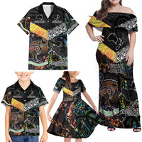 Personalised New Zealand and Australia Family Matching Off Shoulder Maxi Dress and Hawaiian Shirt Maori Mix Aboriginal Art Style LT9 - Polynesian Pride
