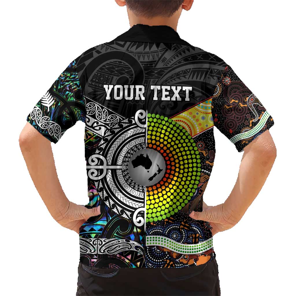 Personalised New Zealand and Australia Family Matching Short Sleeve Bodycon Dress and Hawaiian Shirt Maori Mix Aboriginal Art Style LT9 - Polynesian Pride