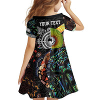 Personalised New Zealand and Australia Family Matching Short Sleeve Bodycon Dress and Hawaiian Shirt Maori Mix Aboriginal Art Style LT9 - Polynesian Pride