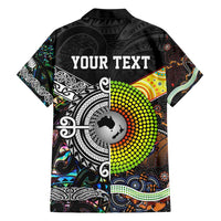 Personalised New Zealand and Australia Family Matching Short Sleeve Bodycon Dress and Hawaiian Shirt Maori Mix Aboriginal Art Style LT9 - Polynesian Pride