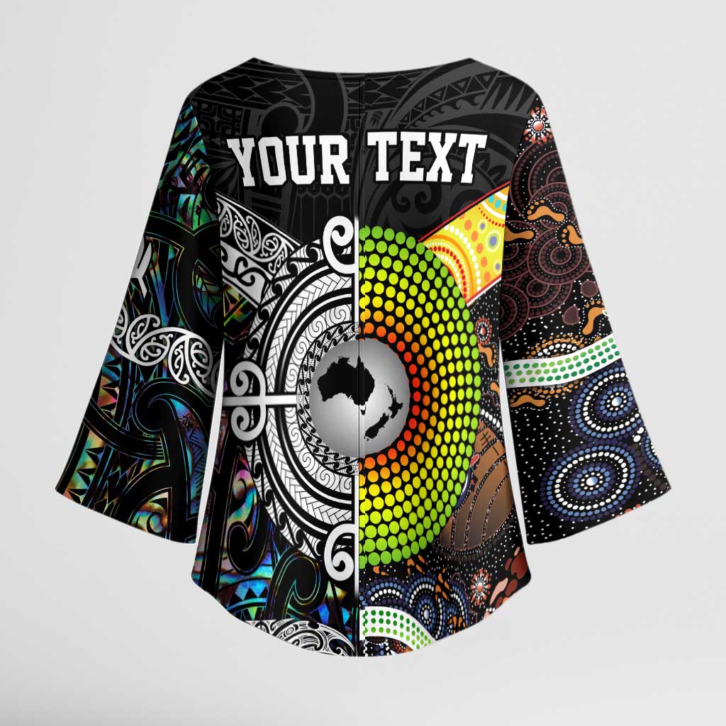 Australia New Zealand Personalised Kimono Sleeve Blouse Maori Aboriginal Art Style - Polynesian Pride