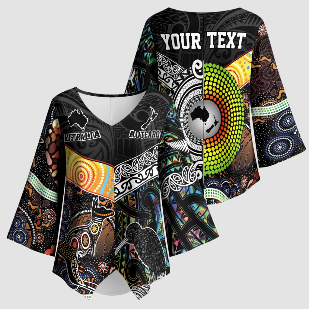 Australia New Zealand Personalised Kimono Sleeve Blouse Maori Aboriginal Art Style - Polynesian Pride