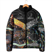 Australia New Zealand Personalised Padded Jacket Maori Aboriginal Art Style - Polynesian Pride