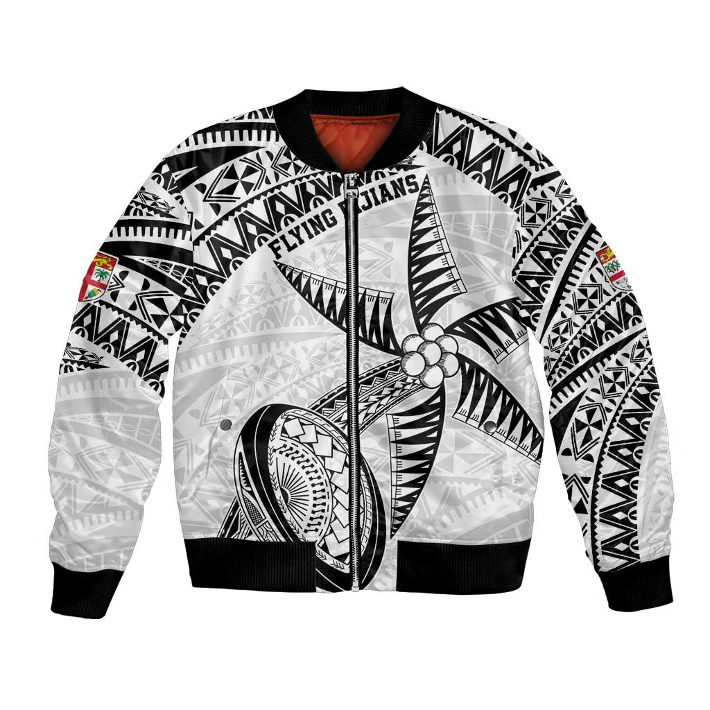 Custom Fiji Rugby Pacific Bomber Jacket Polynesian Palm Tattoo