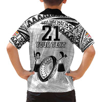 Custom Fiji Rugby Pacific Family Matching Long Sleeve Bodycon Dress and Hawaiian Shirt Polynesian Palm Tattoo LT9 - Polynesian Pride