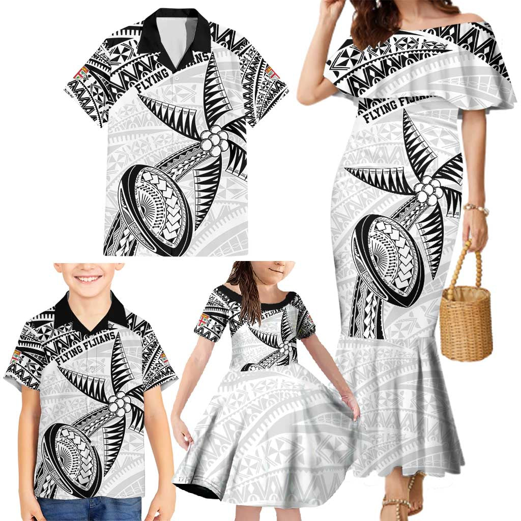 Custom Fiji Rugby Pacific Family Matching Mermaid Dress and Hawaiian Shirt Polynesian Palm Tattoo LT9 - Polynesian Pride