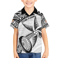 Custom Fiji Rugby Pacific Family Matching Puletasi and Hawaiian Shirt Polynesian Palm Tattoo LT9 Son's Shirt White - Polynesian Pride