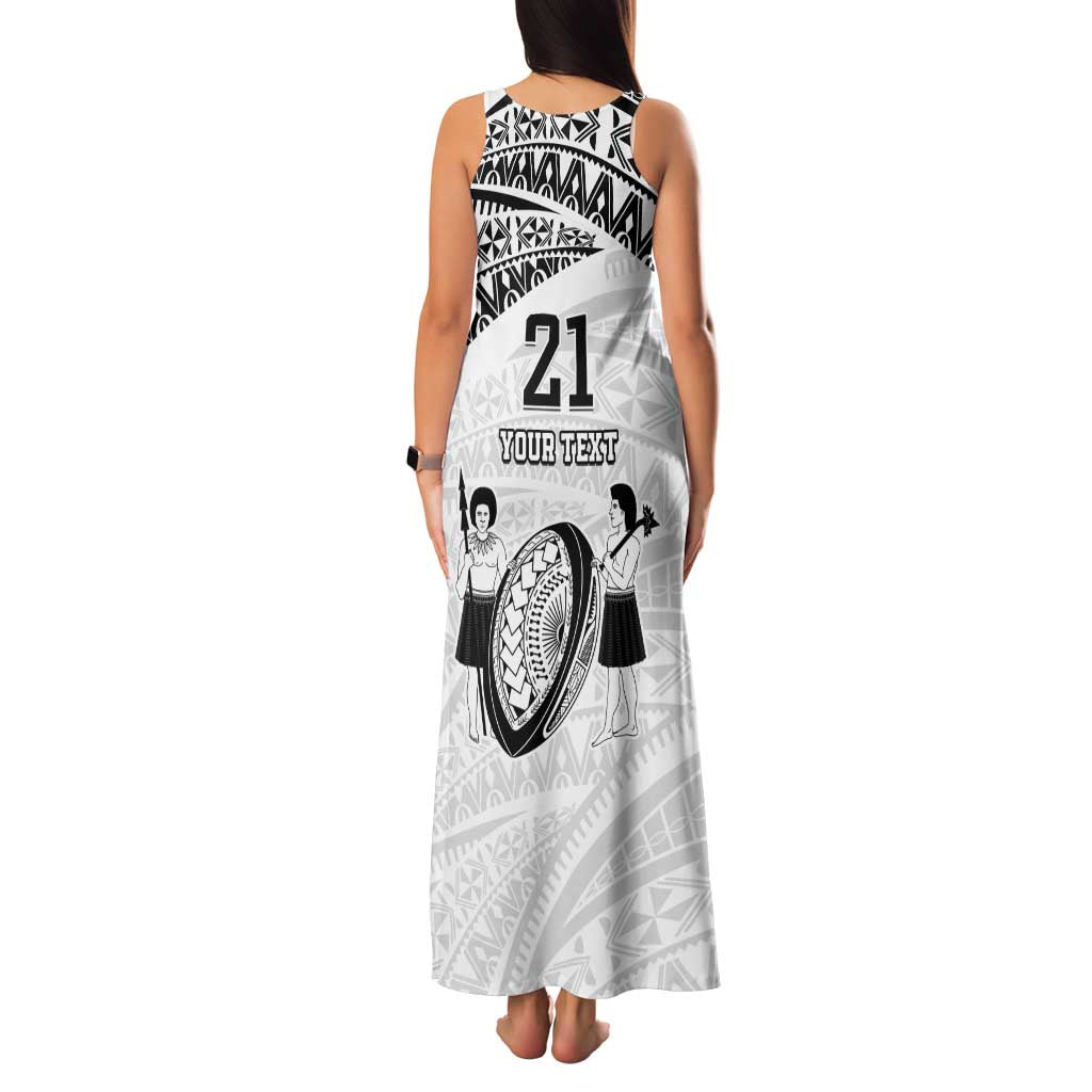 Custom Fiji Rugby Pacific Family Matching Tank Maxi Dress and Hawaiian Shirt Polynesian Palm Tattoo