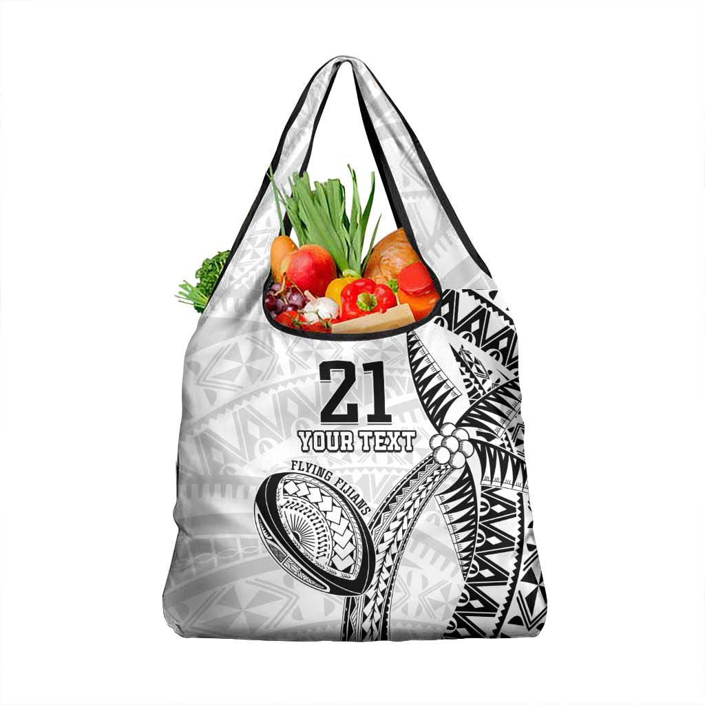 Custom Fiji Rugby Pacific Grocery Bag Polynesian Palm Tattoo