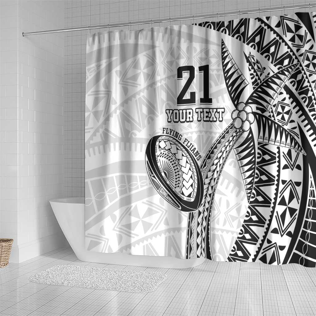 Custom Fiji Rugby Pacific Shower Curtain Polynesian Palm Tattoo