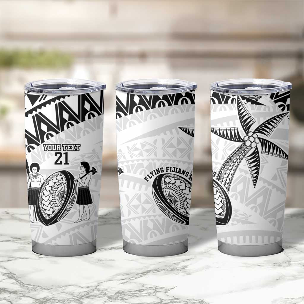 Custom Fiji Rugby Pacific Tumbler Cup Polynesian Palm Tattoo