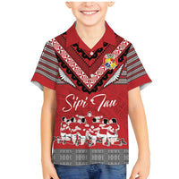 Personalised Tonga Rugby Pacific Family Matching Mermaid Dress and Hawaiian Shirt Ikale Tahi Sipi Tau LT9 Son's Shirt Red - Polynesian Pride
