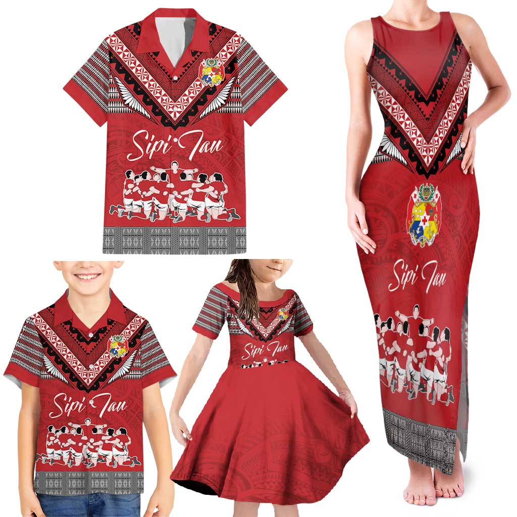 Personalised Tonga Rugby Pacific Family Matching Tank Maxi Dress and Hawaiian Shirt Ikale Tahi Sipi Tau